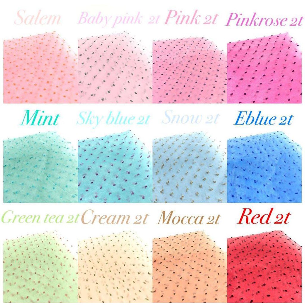 Warna 2 Jilbab Square Organza Ruby Dot