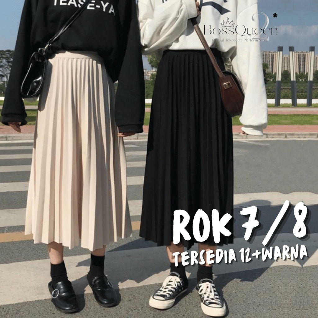 ROK PLISKET PREMIUM 7/8 TEBAL ROK REMPEL PLITTED SKIRT  [ SERIES 7/8 ]/ROK REMPEL PREMIUM