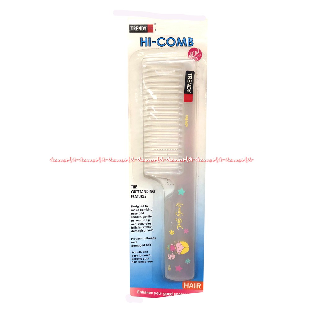 Trendy Hi-Comb White Sisir Pendek Dengan Pegangan Putih