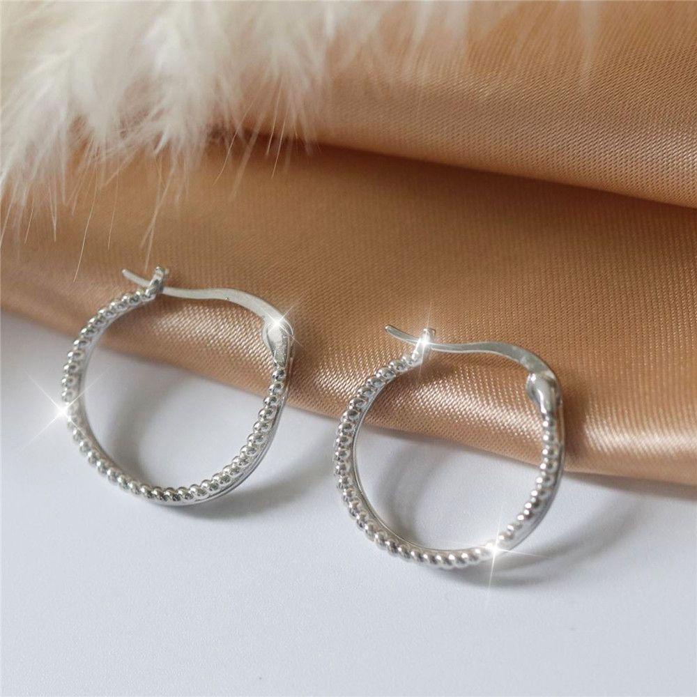 Lily 1pasang Wanita Anting Elegan Mewah Cubic Zirconia Bulat Hoop Fashion Perhiasan