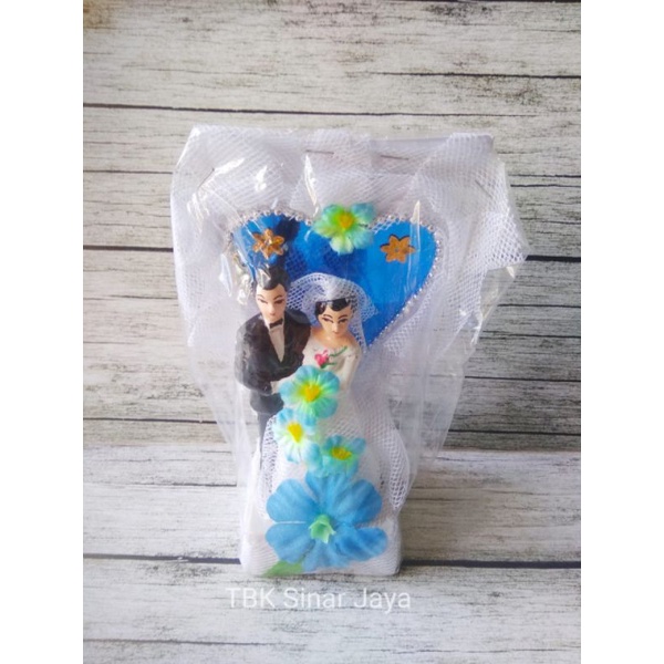boneka patung Latar love wedding untuk hiasan kue pernikahan mahar, topper preloved harga murah.