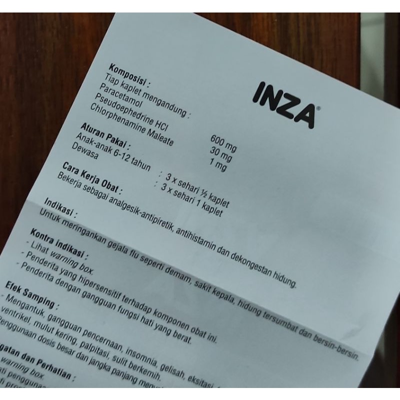 Inza tab / Demam / Sakit Kepala / Hidung Tersumbat / Bersin-bersin