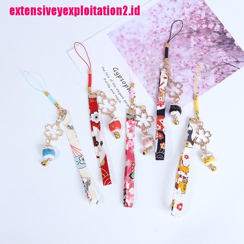 (E2id &amp; &gt; Tali Lanyard Motif Bunga Daisy + Bel Untuk Handphone