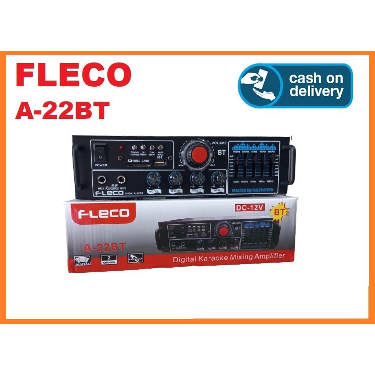 Fleco Power Ampli Bluetooth Fleco A-22BT Ac dan Dc Karaoke + Mp3 player