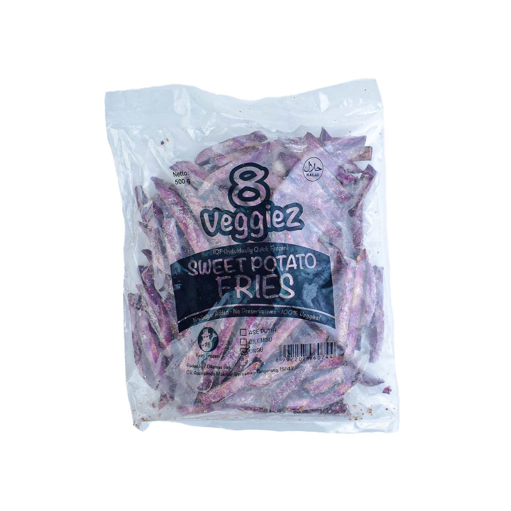 Frozen IQF Purple Sweet Potatoes Fries / Ubi Ungu Fries Beku 500 Gr