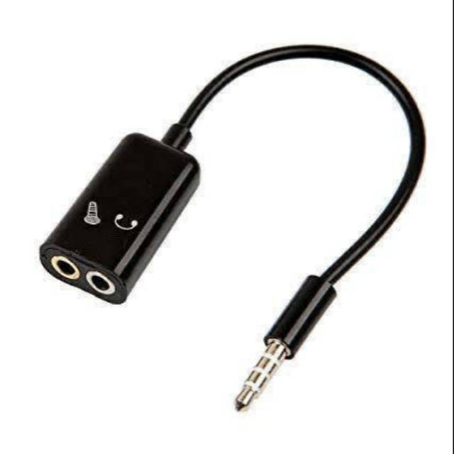 Kabel Konektor Splitter 3.5mm audio Mic &amp; Headset Microphone &amp; Headphone