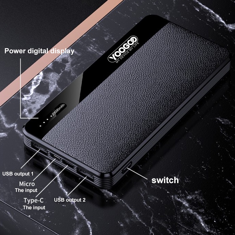 Original PowerBank 20000mah Dual Input Dual Output Type C USB Fast Charging Real Capacity Power Bank