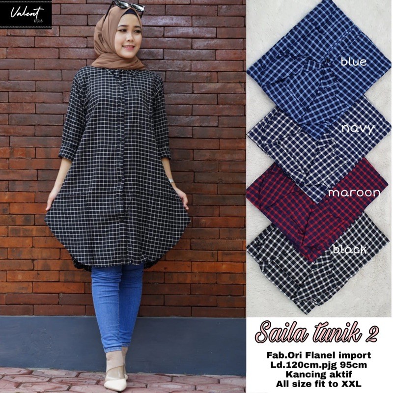 SAILA TUNIK by Alila : Tunik katun wanita busui salur garis nyaman halus adem realpict cantik