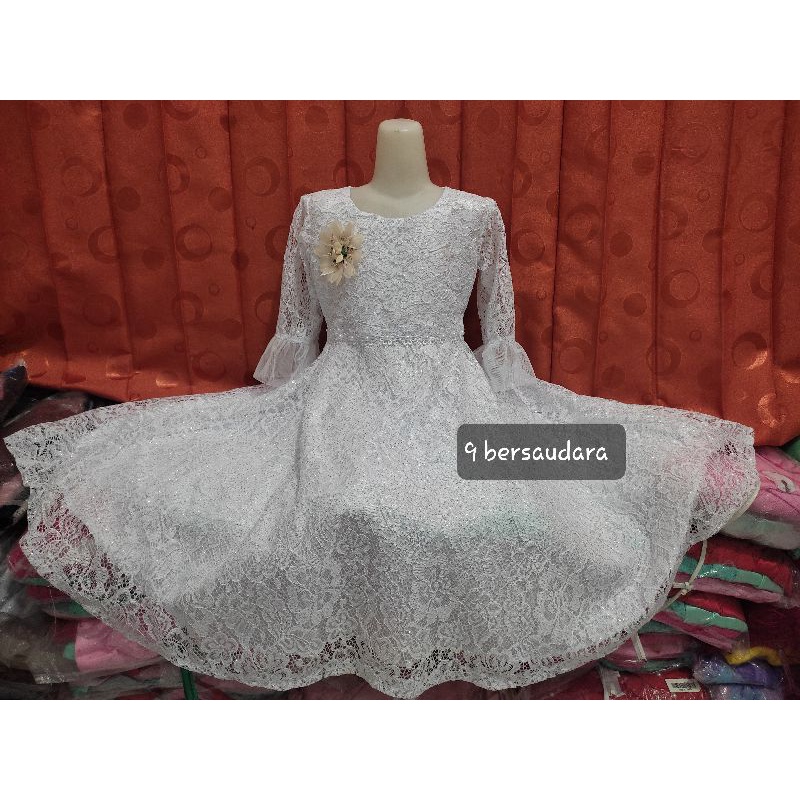 TP GAUN BRUKAT PUTIH PANJANG 7/8 CORD GLITTER