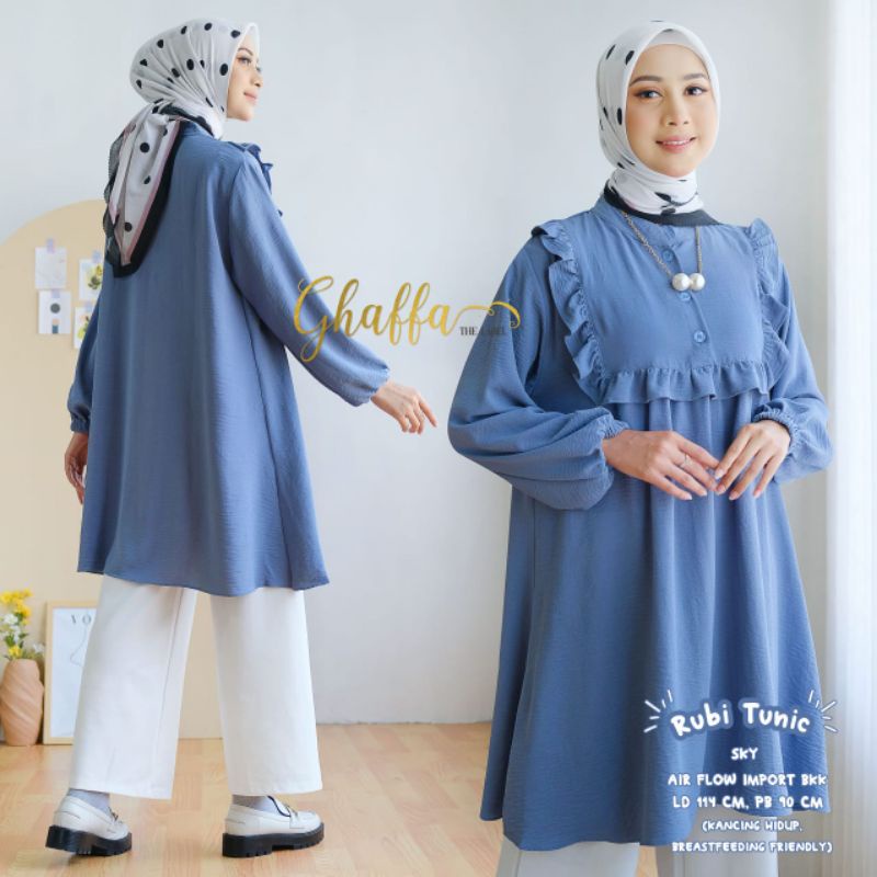 RUBI TUNIK BY GHAFFA THE LABEL (TUNIK MUSLIMAH) Tunik airflow import rekomended