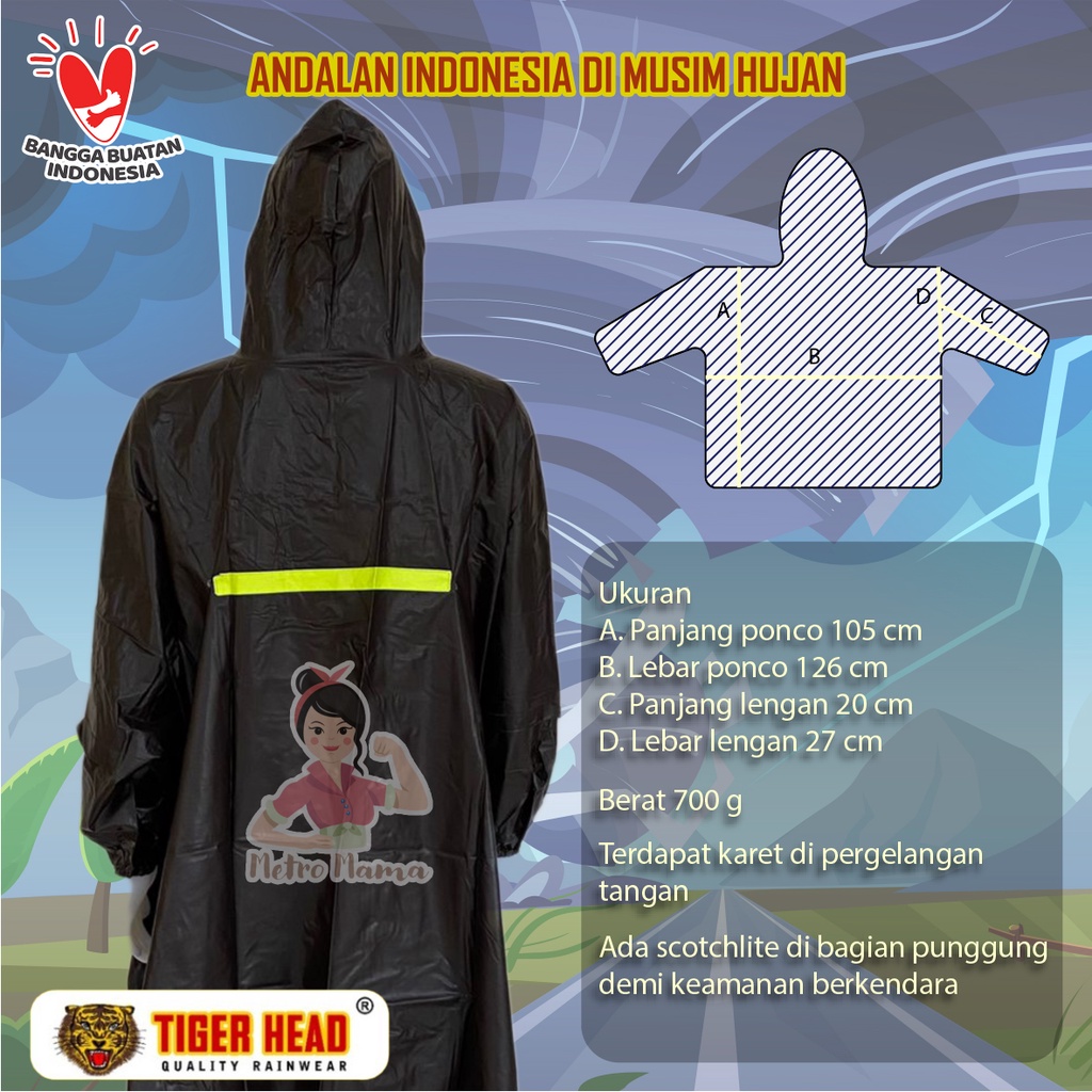 Jas Hujan Poncho BIG TOP TIGER HEAD Lengan 68224 ORIGINAL Mantel Raincoat