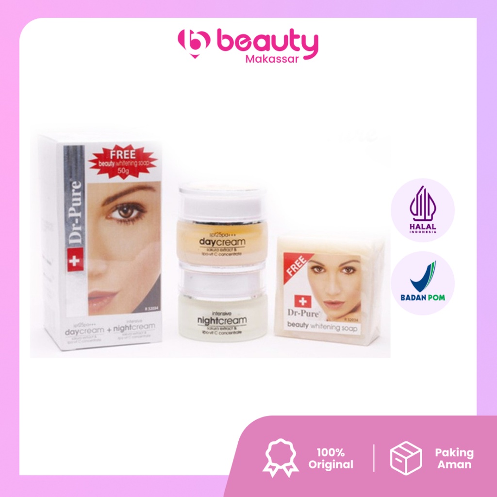 DR Pure Paket FREE Whitening Soap (Day Cream, Night Cream) Produk Asli & Original BPOM / krim dokter