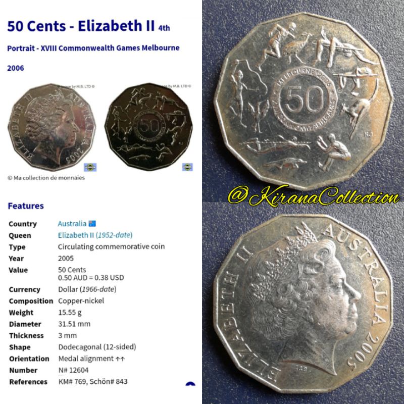 LOT.46 LOGAM KOIN COMMEMORATIVE AUSTRALIA 50 CENTS-ELIZABETH II 2005