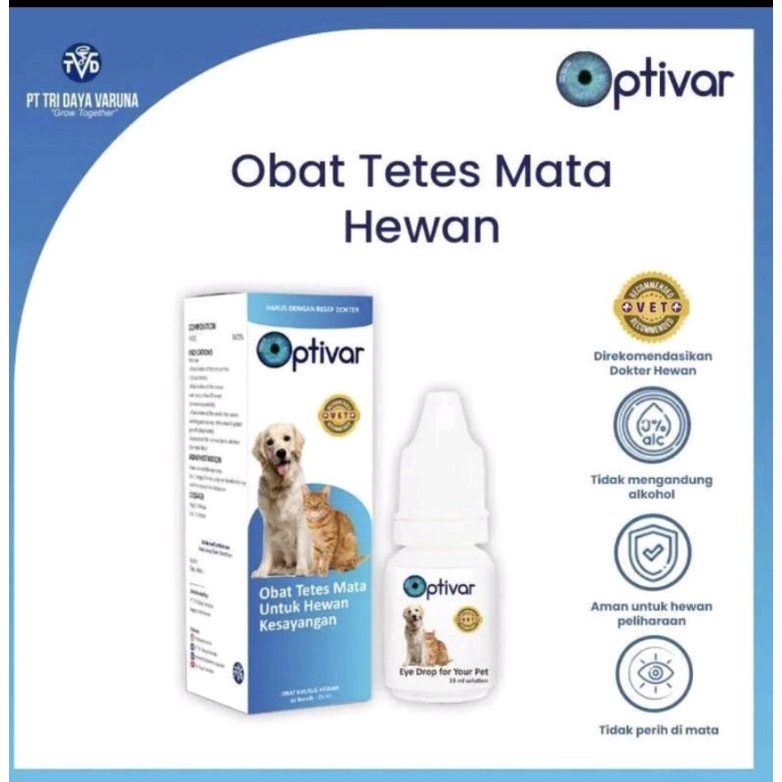 Optivar Pet Aye Drop/Obat tetes mata Anjing dan kucing