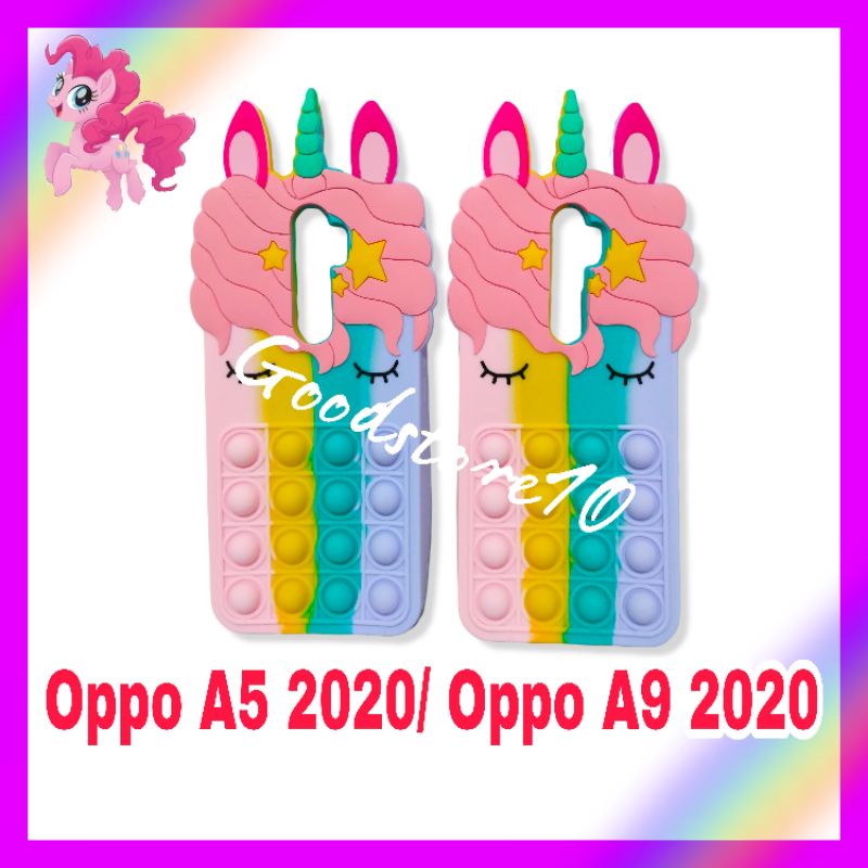 Oppo A5 2020 A9 2020 Case POP IT 3D UNICORN Softcase Lembut Tebal Rainbow Casing Kuda Poni Terbaik