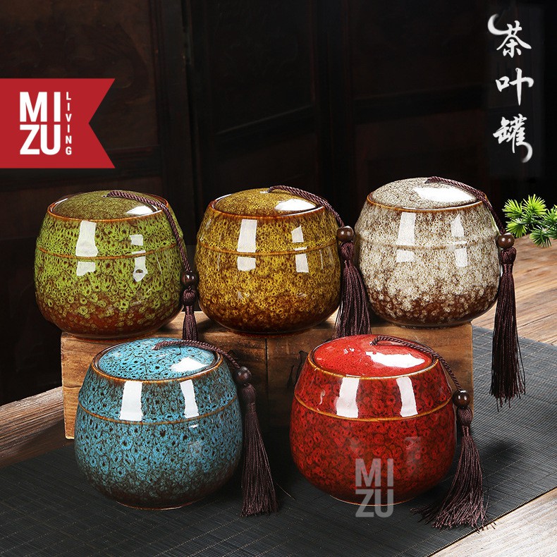 MIZU GUCHA M Tea Leaves Storage Jar Airtight Toples Penyimpan Daun Teh Keramik Lead-Free