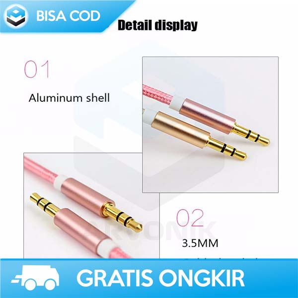 KABEL AUDIO HIFI GOLD AUX 3.5 MM TO 3.5 MM MURAH BERKUALITAS TERBAIK