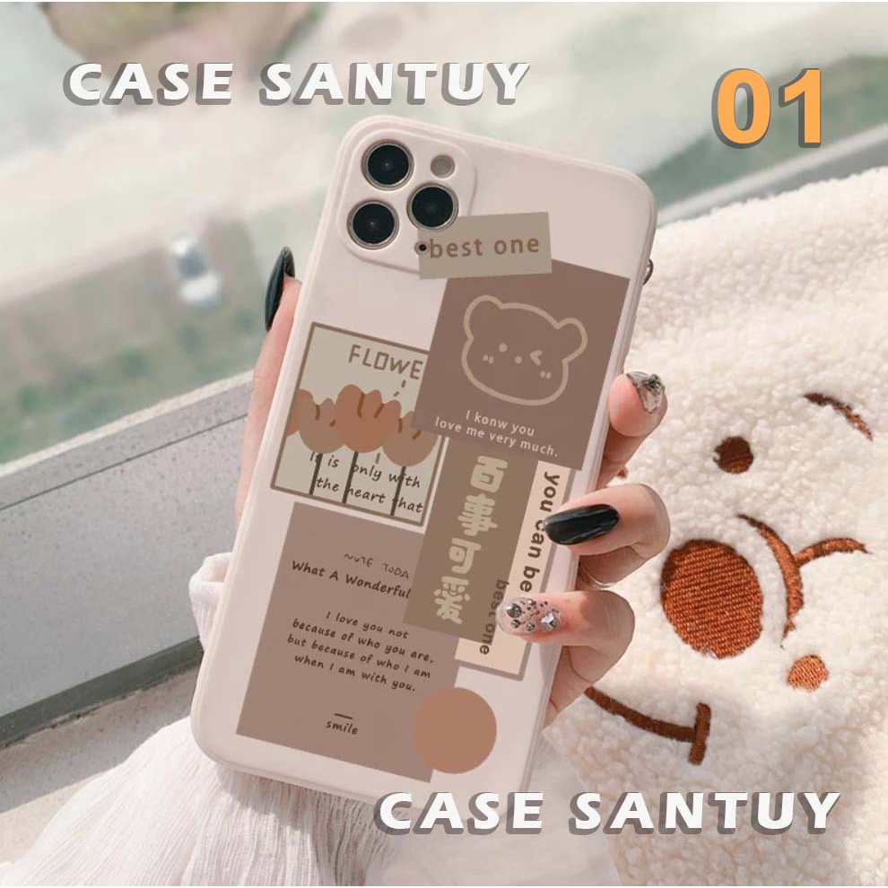 Soft Case Vivo Y02 Y20 Y20S Y12S Y12 Y15 Y16 Y17 Y19 Y30 Y50 Y30i S1 S1 PRO T1 PRO 5G  T1 5G/Y75 5G Bear Lucu Square Edge Phone Case Cover