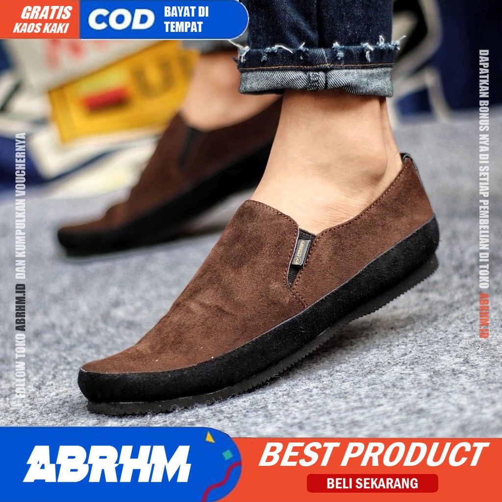 MARIO Sepatu Slip On Pria Sepatu Pria Casual Sepatu Slip Antislip Slop Kerja Kantor Cowok/Cowo Ori Sepatu Kasual Kekinial Santai Murah Terlaris