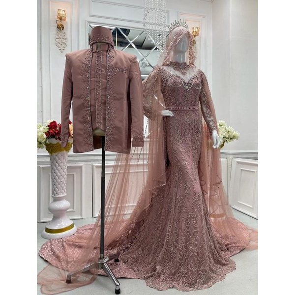 Gaun pengantin couple/Gaun pengantin full payet/Wedding dress