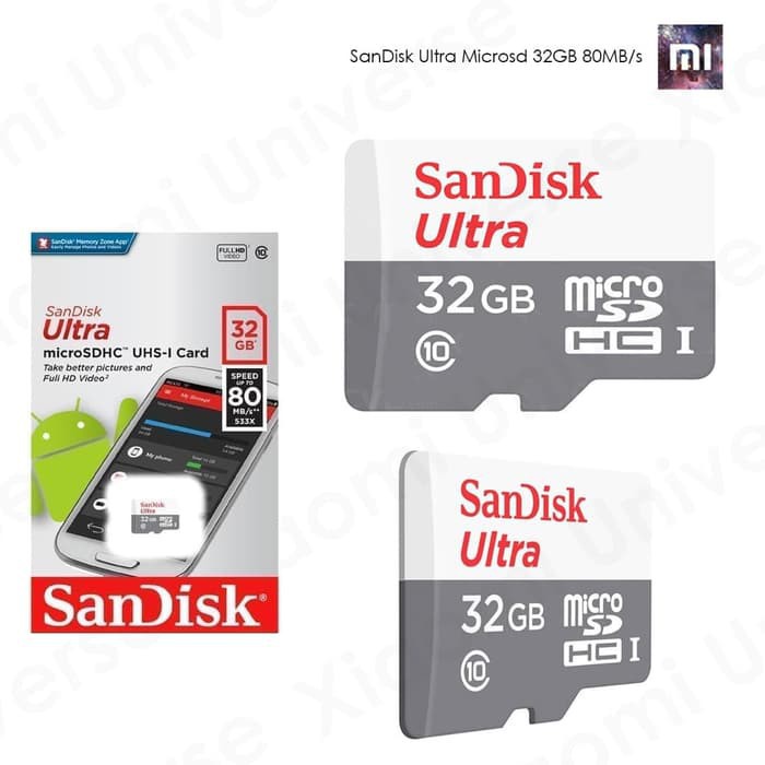 SANDISK microSDHC Card 32 GB Speed 80MB/s ORIGINAL BERGARANSI RESMI