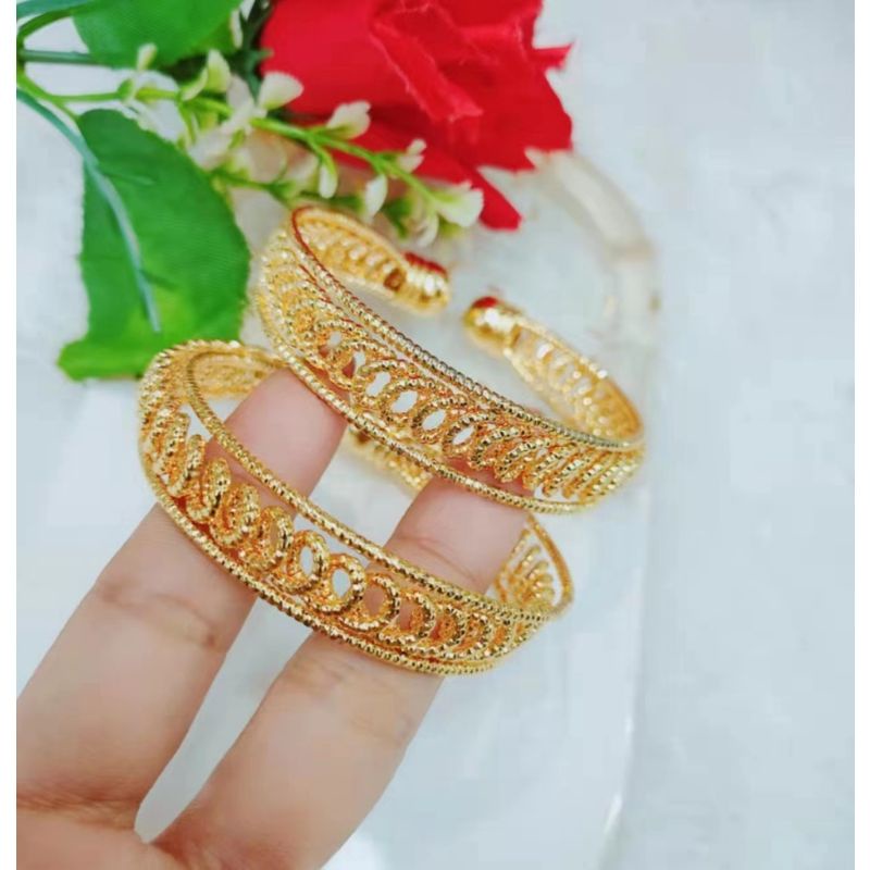Gelang Titanium Lapis Emas 24k Perhiasan Fashion