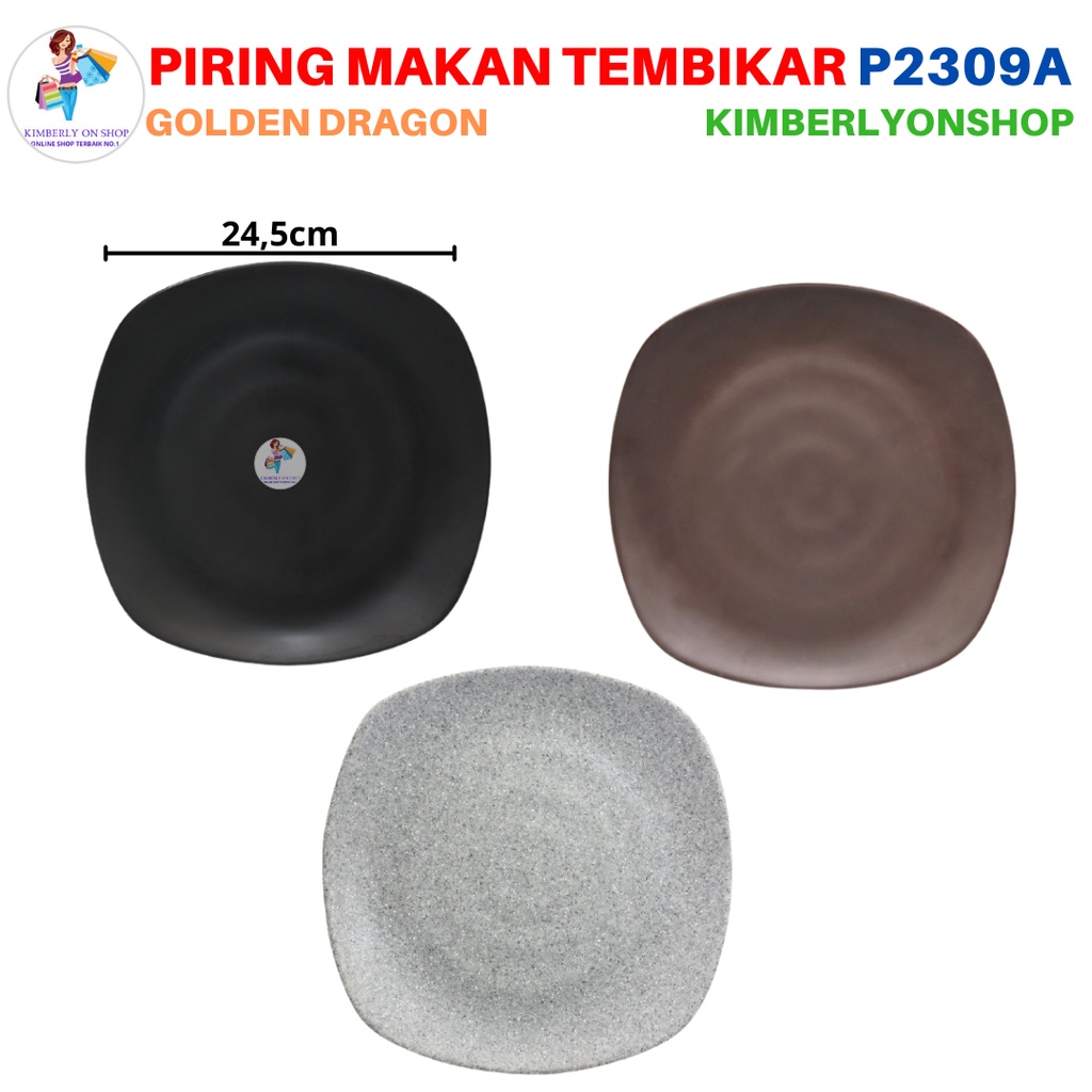 Piring Makan Tembikar Kotak Stone Series P2309A Golden Dragon