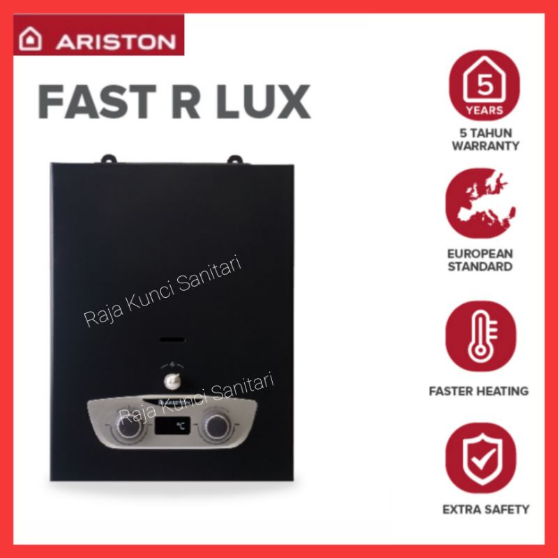 Water Heater Ariston Gas 5 Liter Hitam/Pemanas Air FAST R LUX 5 Black