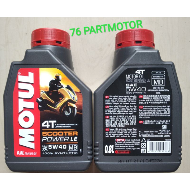 oli Motul matic power le SAE 5-40 0.8 liter 100% original