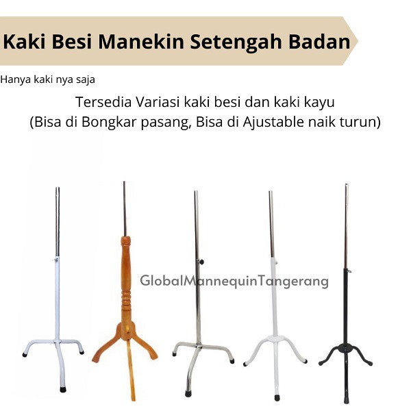 Tiang Besi Manekin Setengah Badan MAnekin Kaki Besi Penyangga tiang Manekin