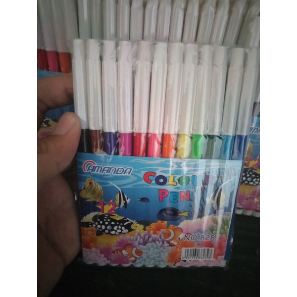 AMANDA SPIDOL WARNA COLOUR PEN 12 WARNA Pen Spidol warna murah untuk menggambar Alat tulis kantor