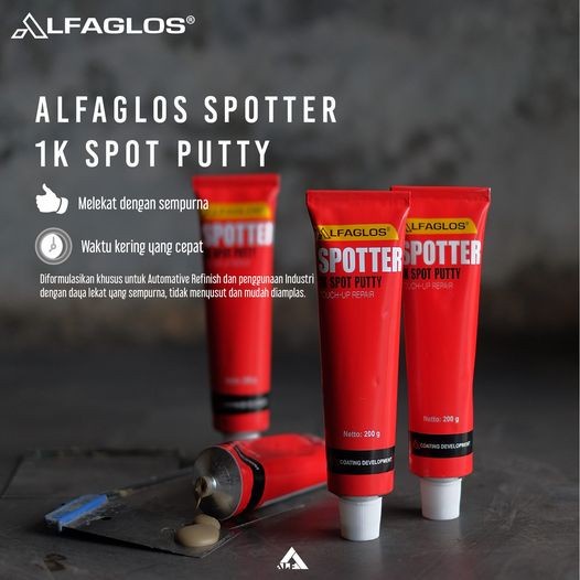 Alfaglos Spotter 1K Spot Putty 200 gr Dempul Besi Cat Mobil Odol