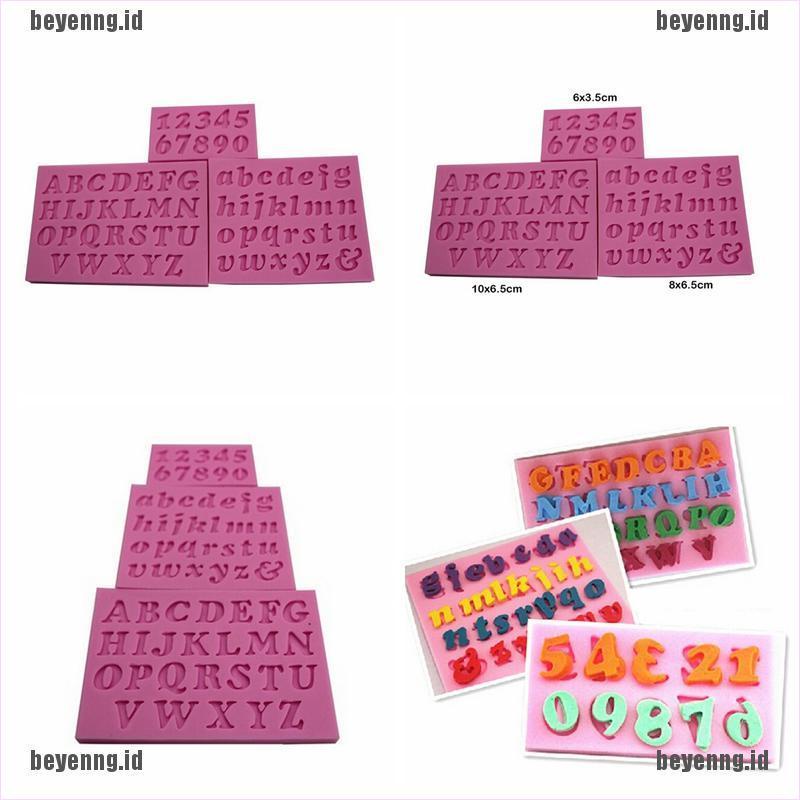 Bey 3pcs / Set Cetakan Fondant Bahan Silikon Desain Huruf + Angka Handmade Untuk Dekorasi Kue DIY