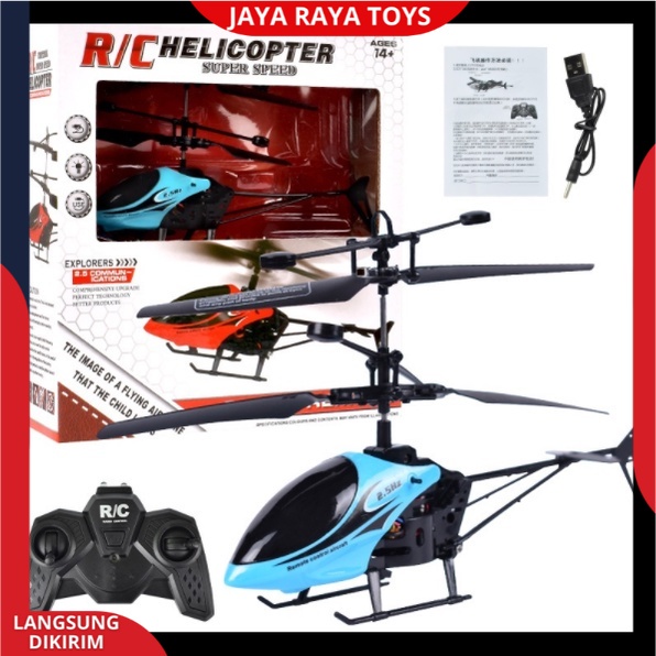 Helikopter Remote Control 2 CHANNEL Super Speed New Baterai Cas aircraft with led / Mainan Anak