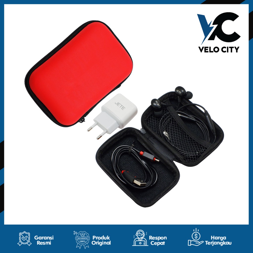 Pouch Headset I Earphone I Charger I Flashdisk Warna Merah Serbaguna