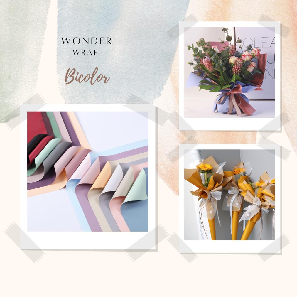 

(5 Lembar) Flower Wrapping Paper Kertas Buket Bicolor Cellophane Waterproof untuk Hand Bouquet