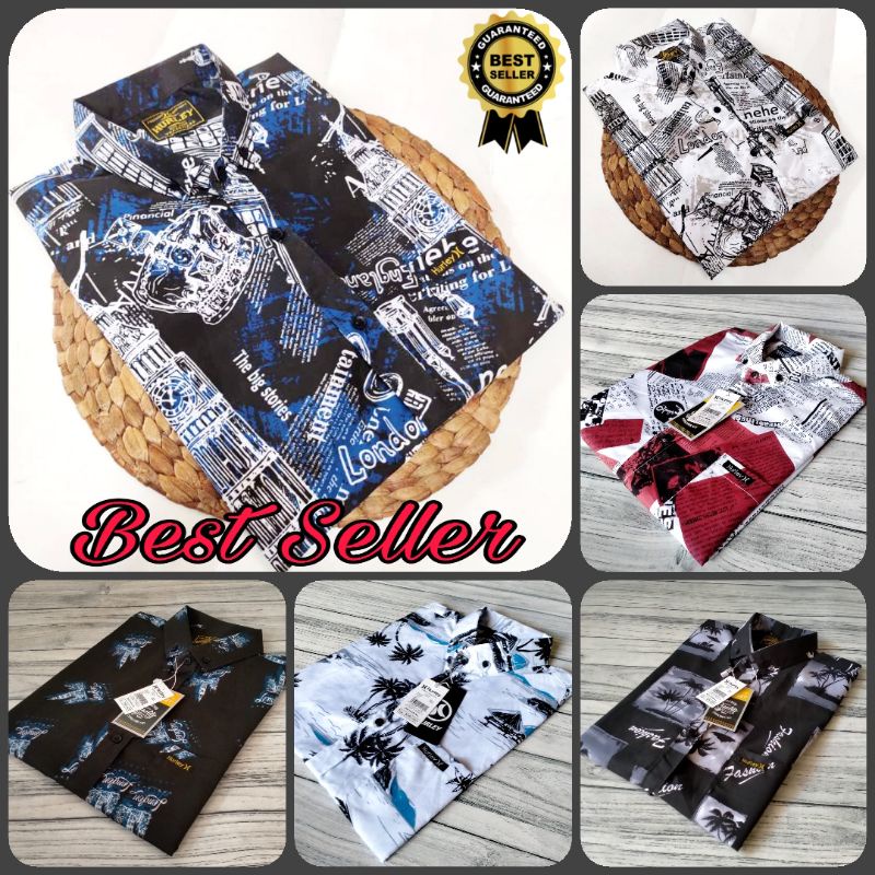 Kemeja Motif/ Kemeja Motif Pria / Kemeja Motif Surfing / Kemeja Pria Lengan pendek