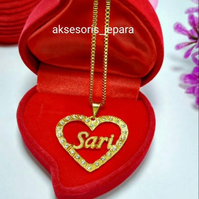 Kalung Nama Lapis Emas Kalung Nama Grafir Kalung Grafir Nama Kalung Gold Kado Ultah Kado Pernikahan