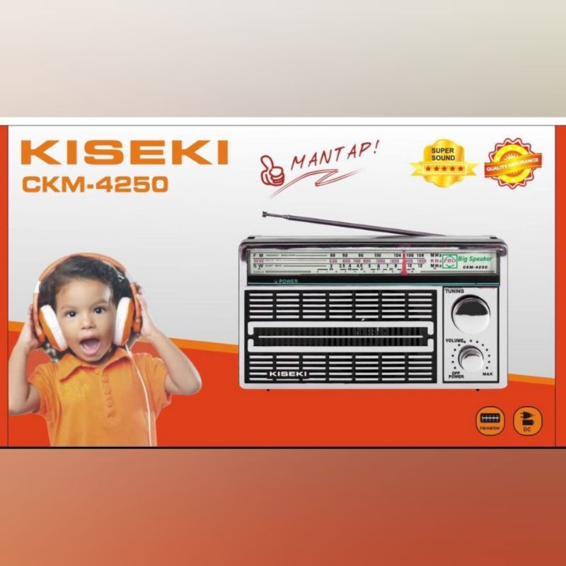 Radio KISEKI 4250 CKM-4250 / CKM-F100 Radio Jadul Portable Charge Baterai (Dual Power) Listrik FM