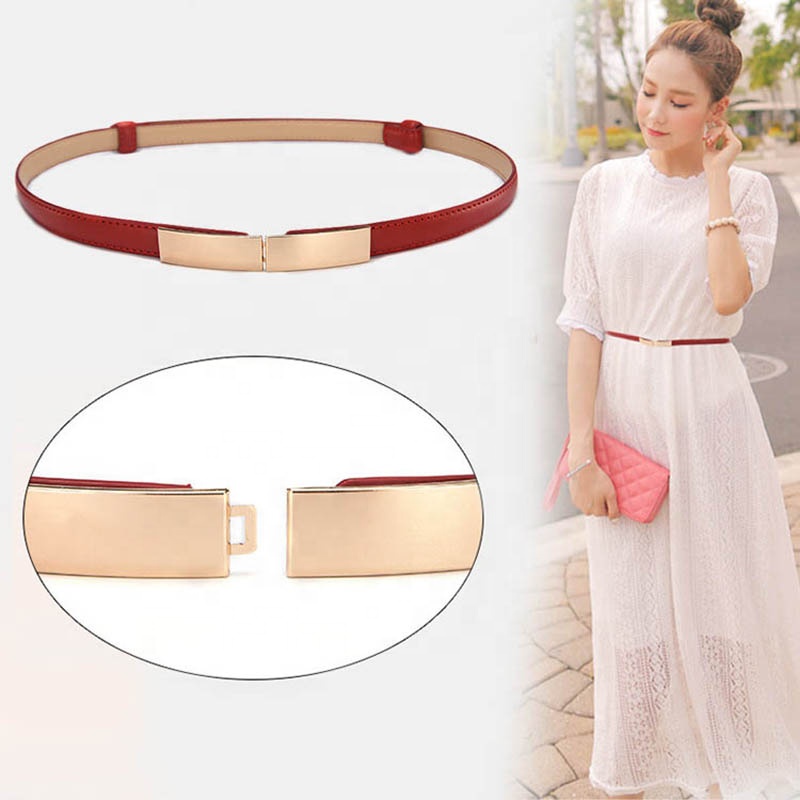 IKAT PINGGANG WANITA KECIL KEPALA BESI / WOMEN BELT THIN SKINNY METAL GOLD ELASTIC - 782