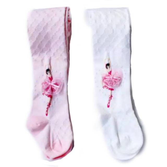 BALLERINA STOCKING PINK / WHITE / kaos kaki balet anak perempuan import pink putih