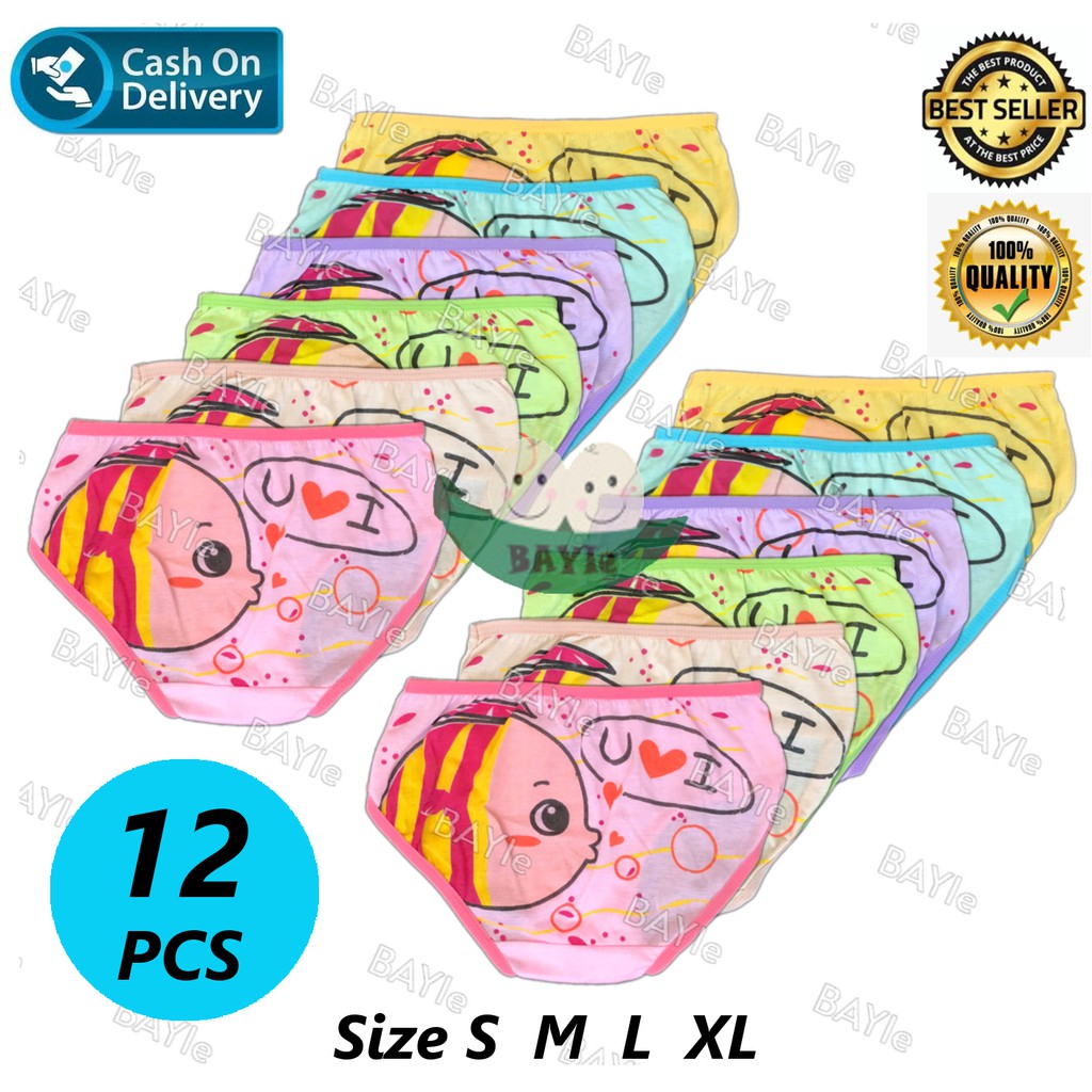 BAYIe - 12 PCS Celana Dalam/CD Anak Perempuan Cewek ESSEN/CERIA /Calana dalam Bayi Perempuan Size S M L XL