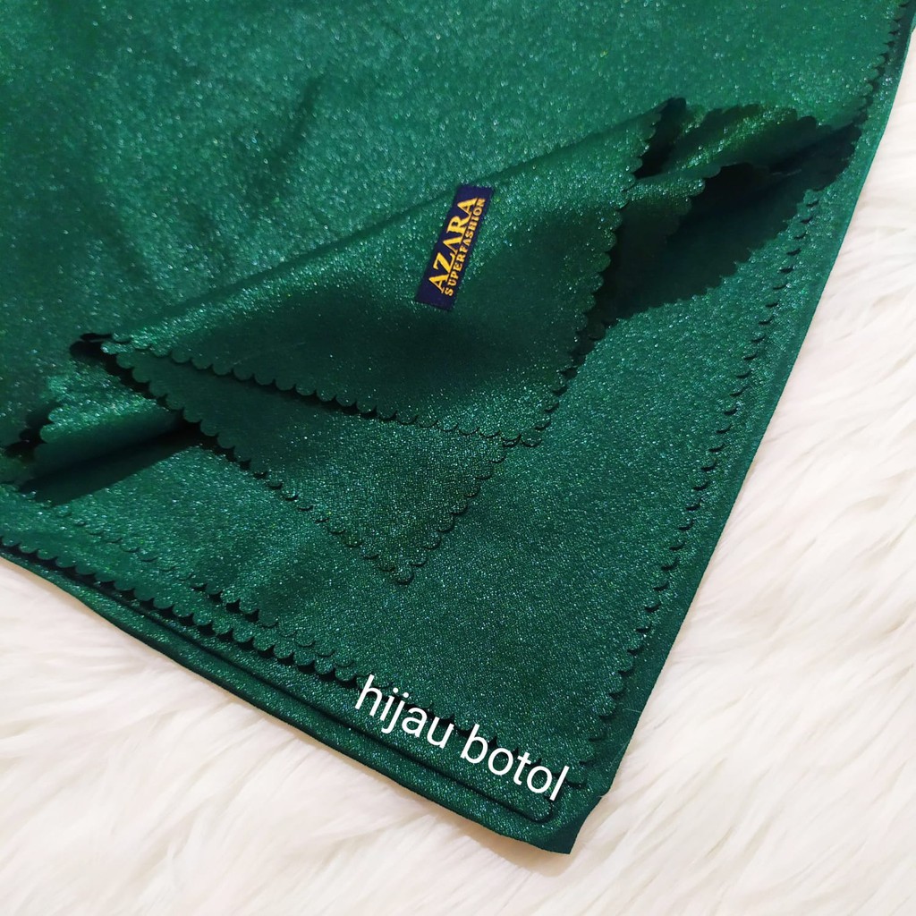 Hijab Segi Empat Azara nur sinar glamour Laser Cut kerudung hijab segiempat glowing 110 x 110-Hijau Botol Sinar