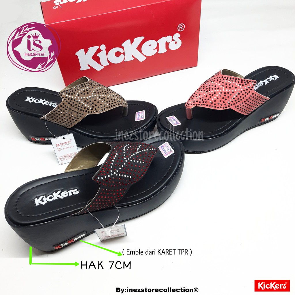 SANDAL WEDGES WANITA KICKERS TERBARU KODE JAPIT DAUN MURAH GROSIR