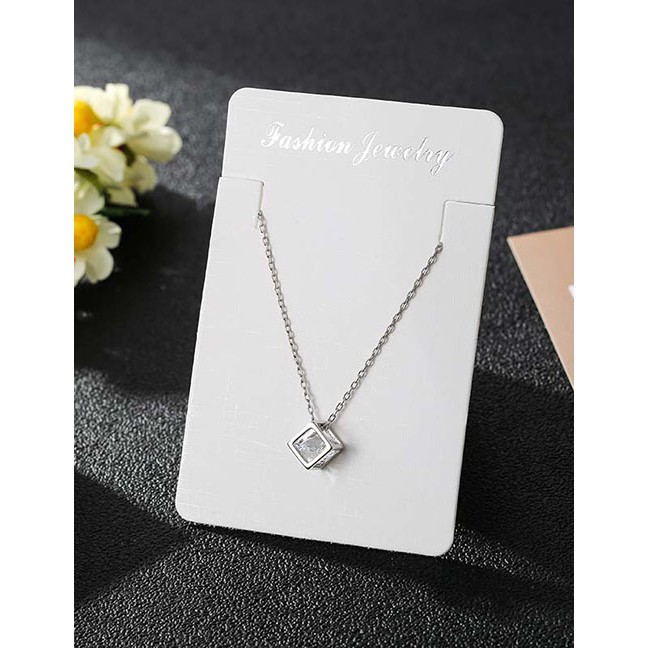 LRC Kalung Fashion Silver Geometric Zircon Necklace D32572