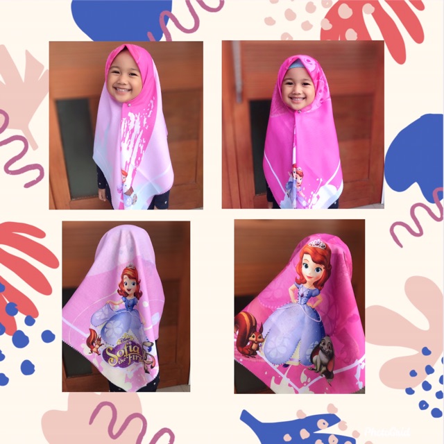 VOAL PRINTING MOTIF PRINCESS SHOFIYA / HIJAB ANAK KARAKTER KARTUN / JILBAB ANAK LUCU