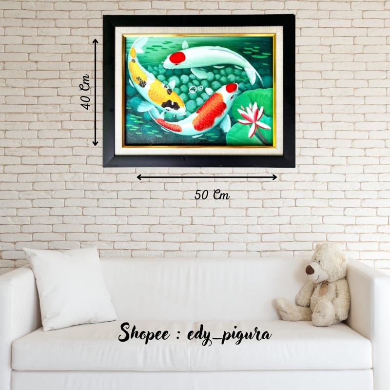 Lukisan Ikan Koi ukuran 40x50cm