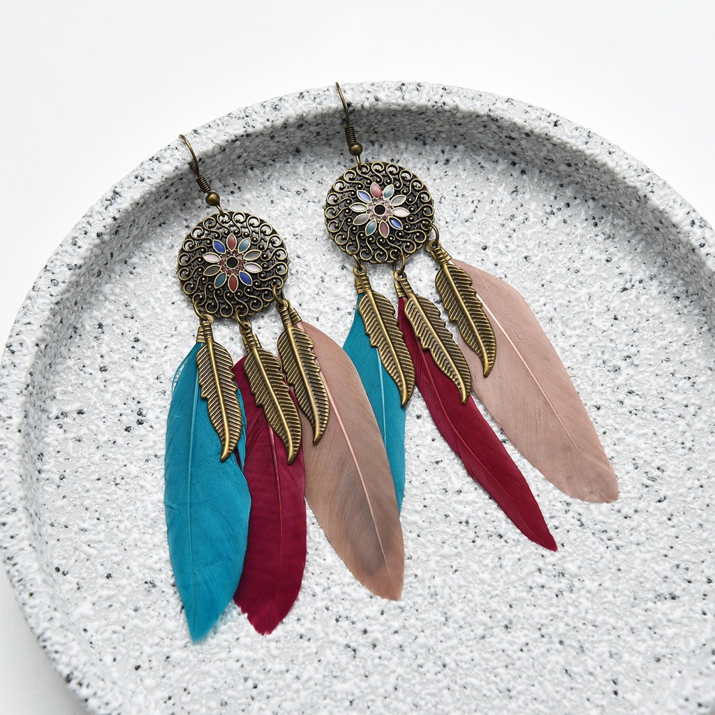 Hu Hu Hu Hu Hu Alat Bantu Pasang Kacamata♡ 1 Pasang Anting Kait Gantung Wanita Desain Bulumanikmanik Warna Warni Gaya Retrobohemian Untuk Pesta