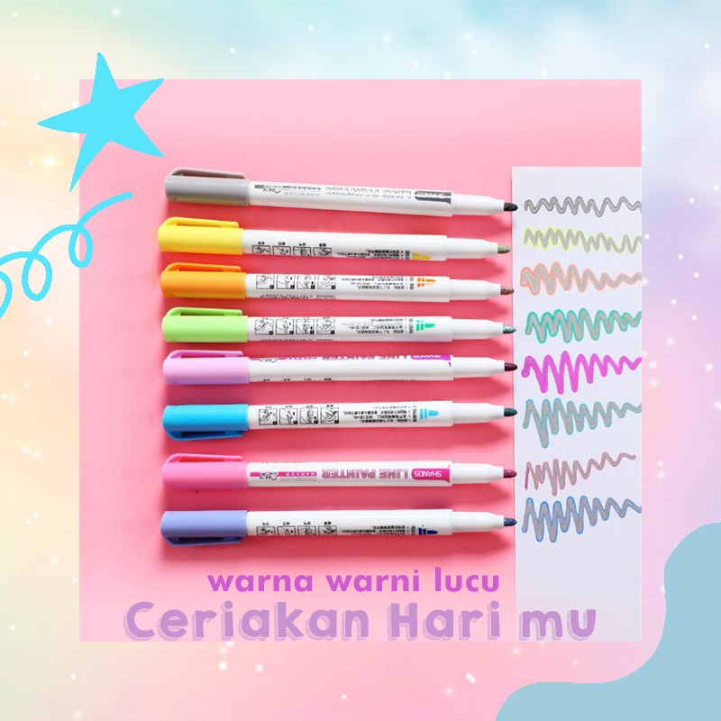 

4 Colors Double Lines Contour Color Art Pen Markers Pen Stationer