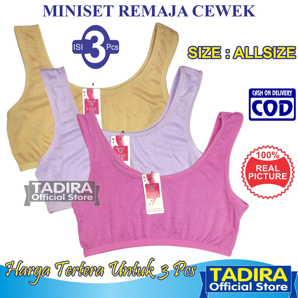 3 Pcs Miniset Anak Perempuan  ESSE_Bra Remaja SD SMP Tengtop Trend Multiwarna TADIRA Store